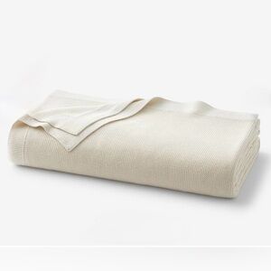 The company store Classic All Season Breathable Cotton Knit Blanket ivory King